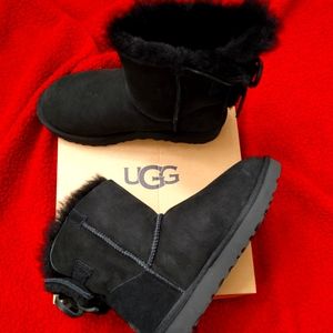 UGG Classic Double Bow Mini Black Boots